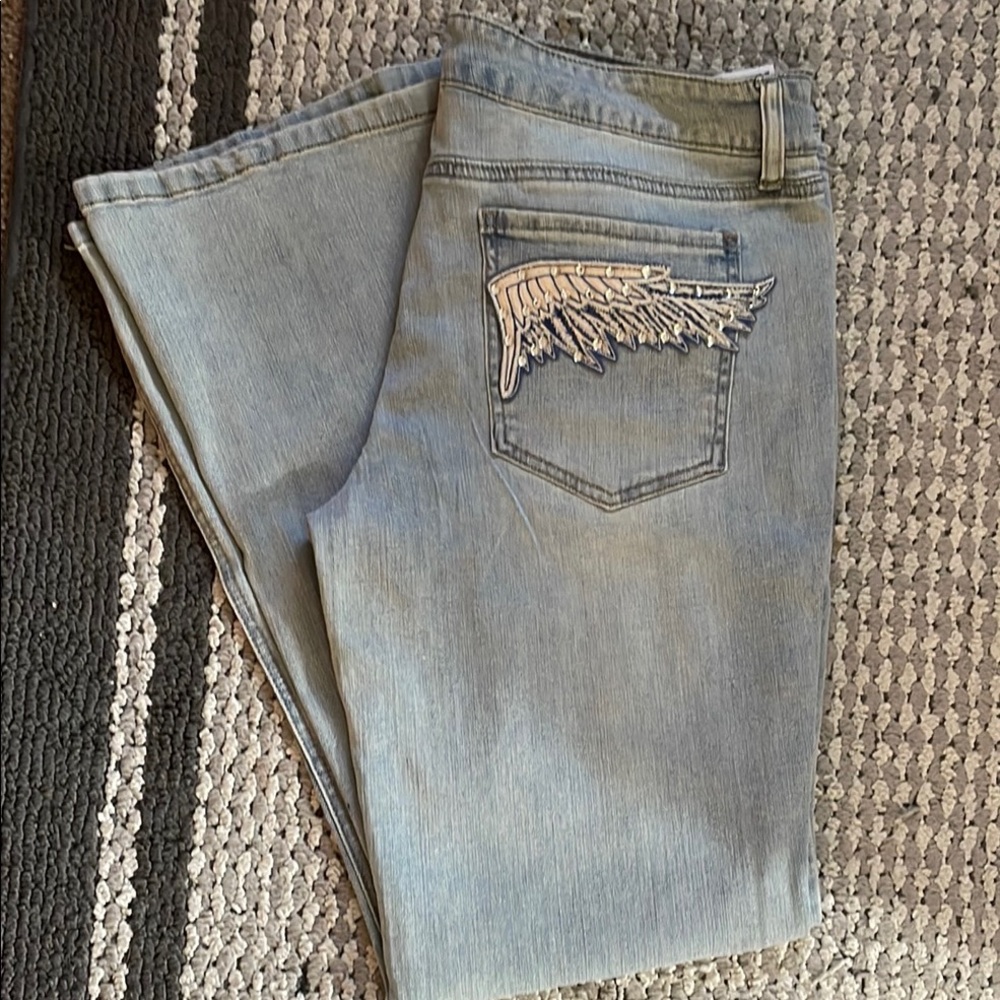 Jeans with Wing Embroidery NWT Y2K